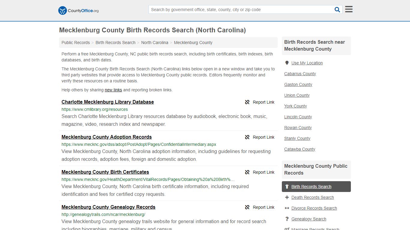 Birth Records Search - Mecklenburg County, NC (Birth Certificates ...