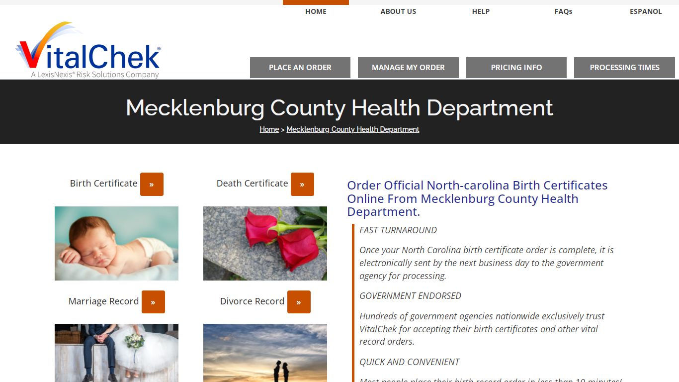 Mecklenburg County (NC) Birth Certificates | Order Records - VitalChek